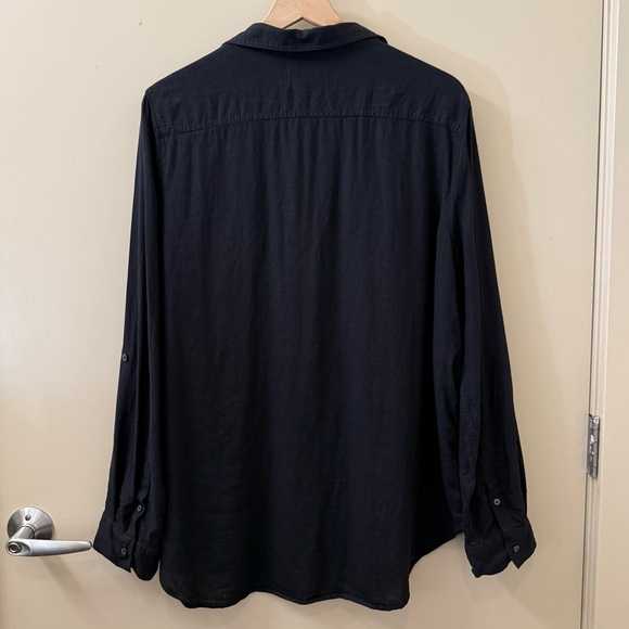 Babaton Aritzia Utility Linen Shirt size XL in black summer cruise relaxed fit - Picture 12 of 14